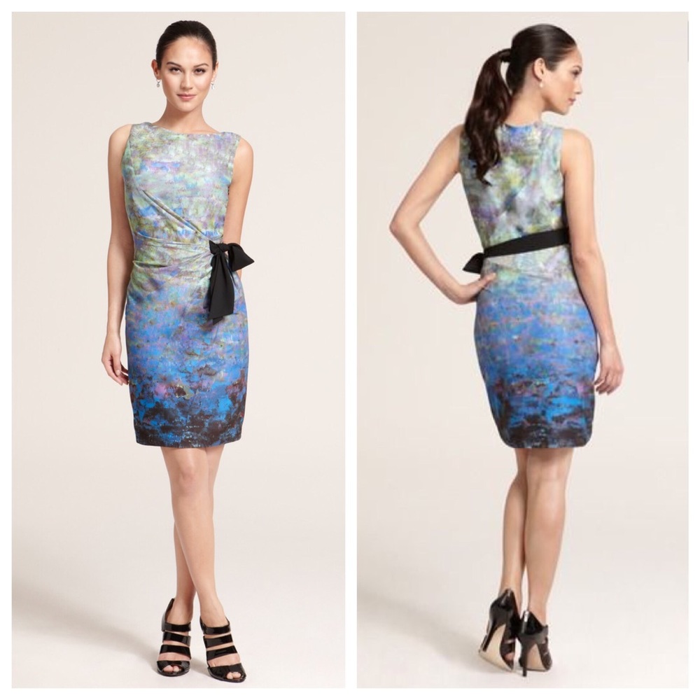 Suzi Chin side tie watercolor cocktail dress